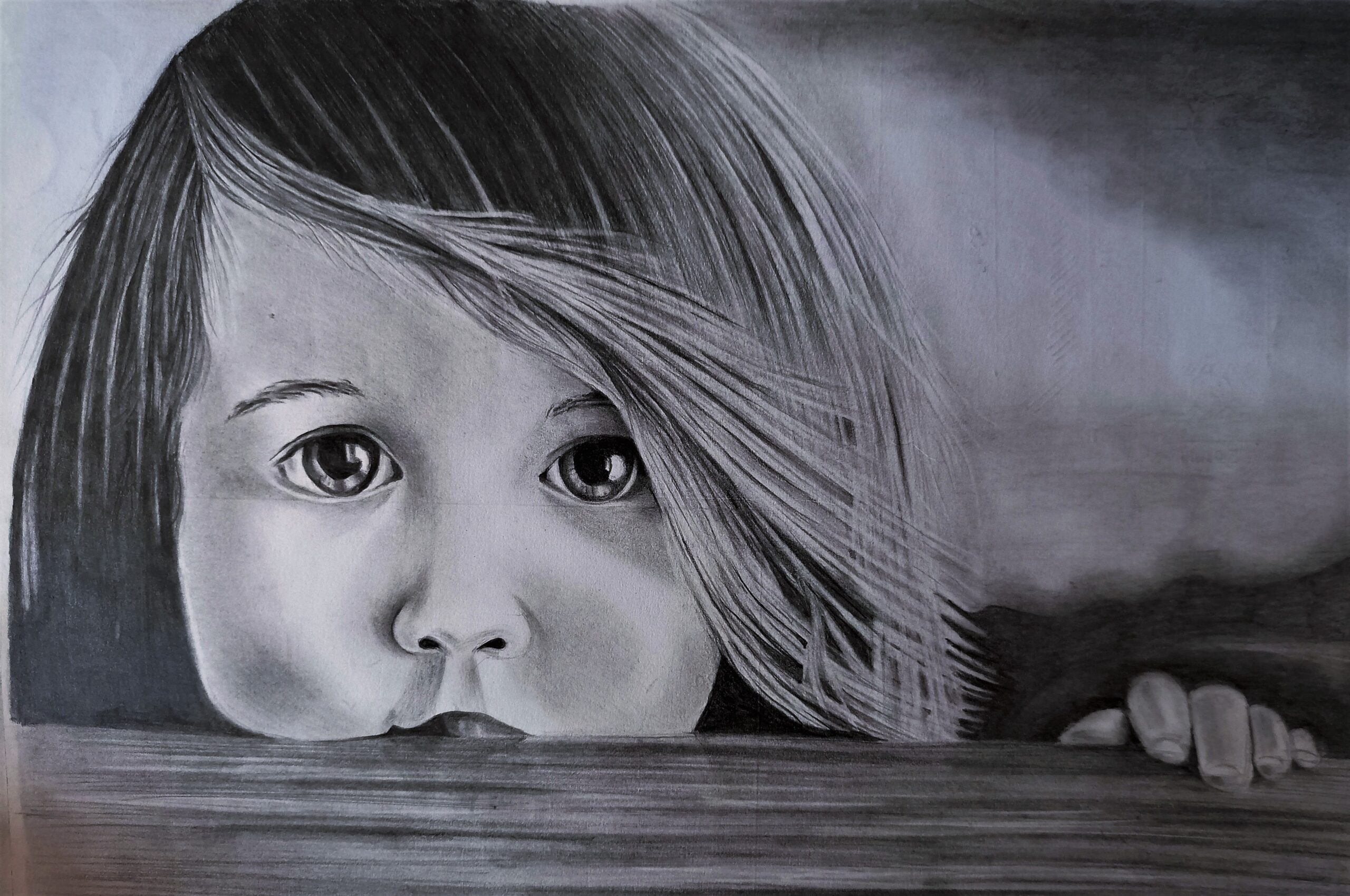Easy and cute pencil drawing of a child.
