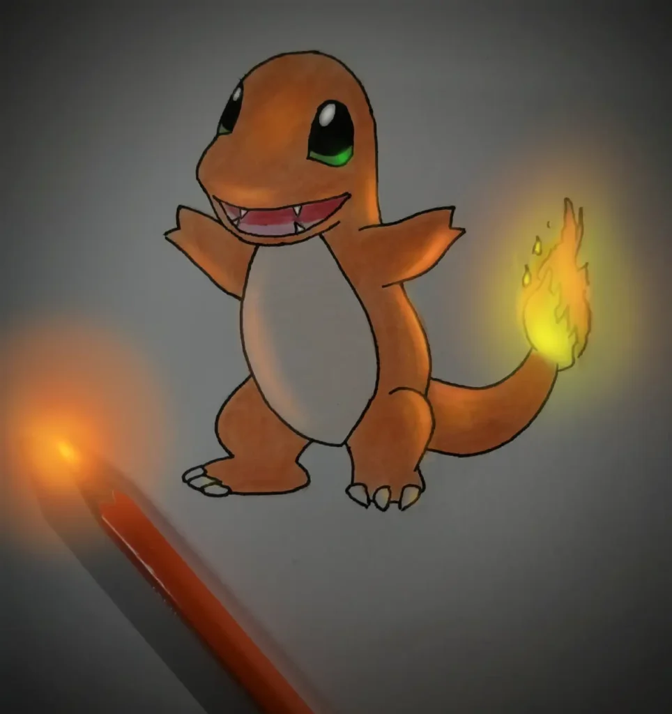 Glowing Charmander Pokemon Drawing