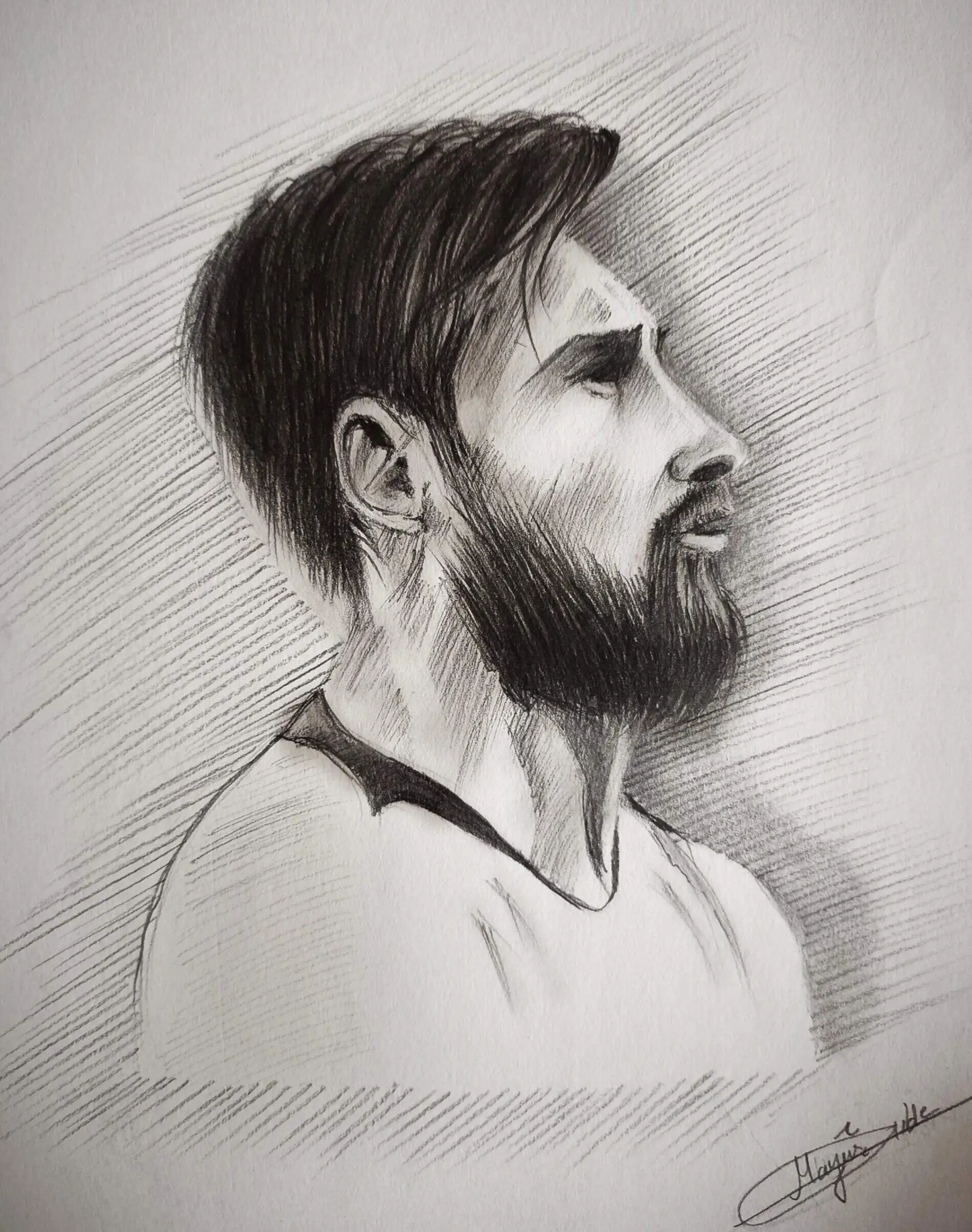 Easy Pencil Drawing of Messi