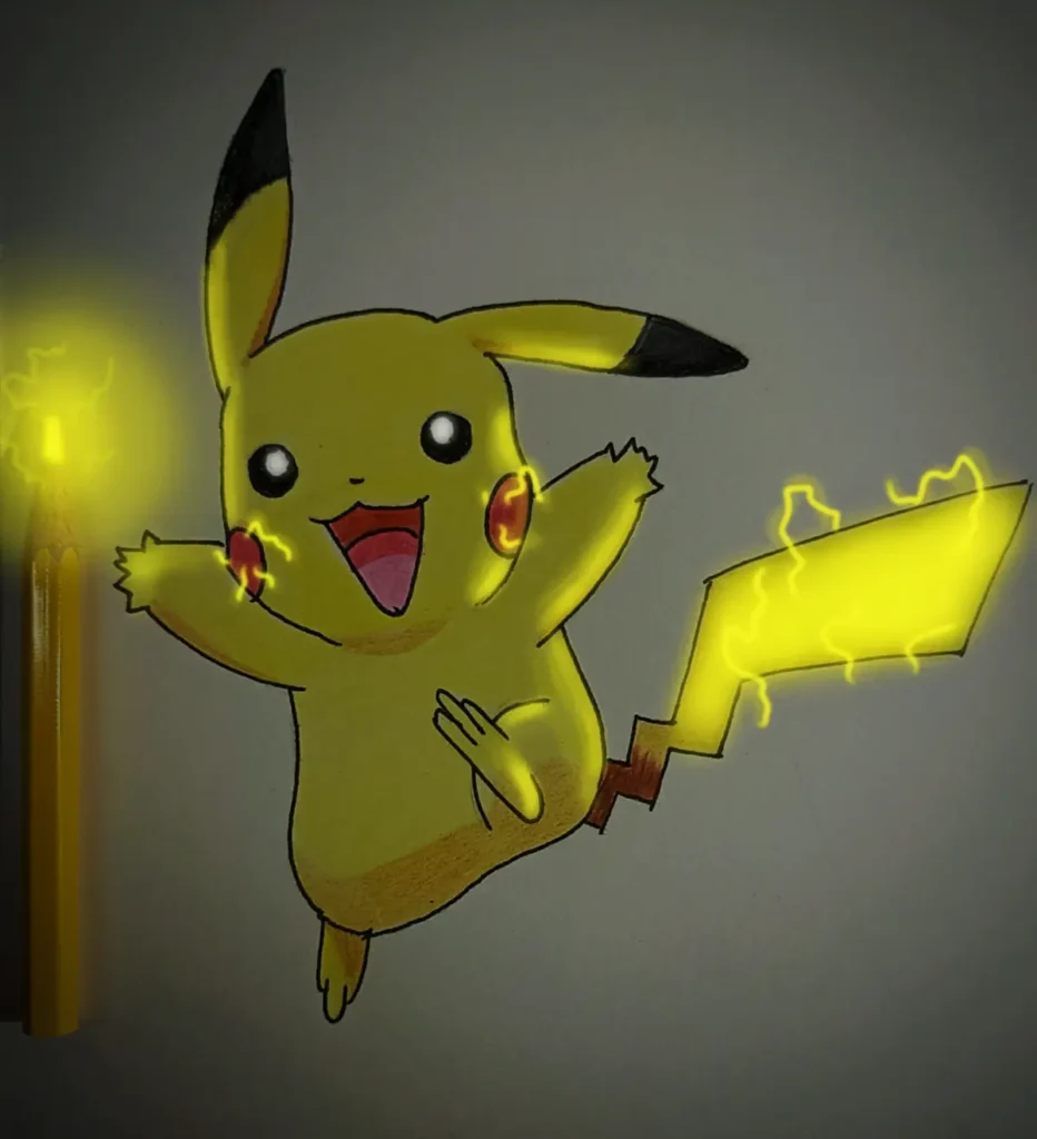 Glowing Pikachu Drawing Sketch
